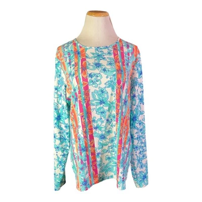 Lands' End Size XL Long Sleeve Rashguard Colorful Floral - Image 1 of 4
