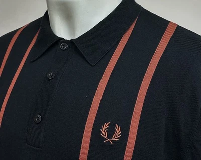 Fred Perry | Polo Manga Larga Tejido Vertical Rayas XL (Negro) Mod Años 60 Foto 1 de 4