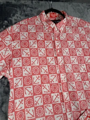 Reyn Spooner Shirt Mens 2XL Red White Nautical Anchor Reverse Print Hawaiian USA - Image 1 of 4