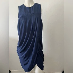Alicia + Olivia blue Silk gathered front ruched draping hem mini dress Small - Picture 1 of 10