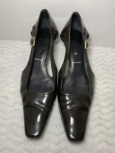 Escada Womens 38 Us 7.5 Vintage Patent Leather Dark Green Strap Pumps Heels. - Picture 1 of 8