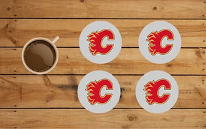 JUEGO DE 4 MONTAÑAS RONDAS CALGARY FLAMES HECHAS A MEDIDA - Imagen 1 de 2