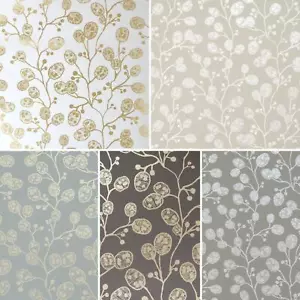 Clarke and Clarke Honesty Wallpaper Metallic Effect Floral Plants Paste The Wall - Picture 1 of 35
