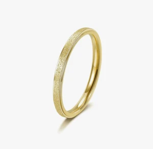 Stacker Stardust Thin Gold Eternity Promise Wedding Band Ring 2mm Womens 8.5 - Picture 1 of 5