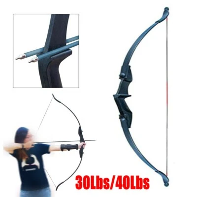 57 inch Recurve Bow 30lbs / 40lbs Archery Right Left Hand Hunting Bow Long Bow - Image 1 of 4