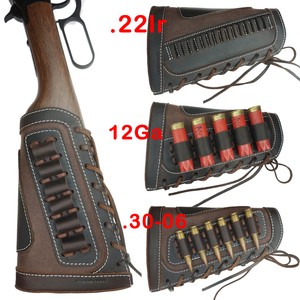 Shotgun & Rifle Shell Holder Leather Canvas Gun Buttstock Ammo Holder Universal