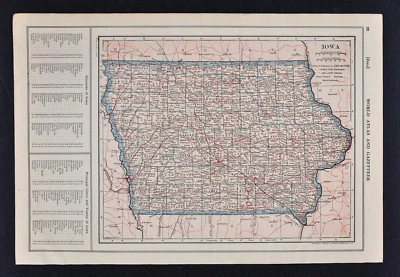 1914 Poates Map - Iowa - Des Moines Cedar Rapids Burlington Council Bluffs IA - Image 1 of 2