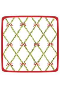 Caspari Garland Trellis Square Paper Dinner Plates in Black - 8 Per Package - Picture 1 of 1