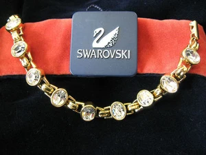 Bracelet Véritable Vintage en Verre Swarovski Et Logo Marqué En La Pièce - Picture 1 of 1