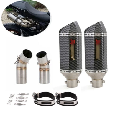 For Ducati Monster 696 795 796 1100 Slip On Muffler Exhaust System Mid Pipe - Image 1 of 4