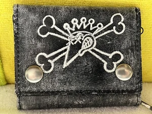 Grind King Small Skateboard Chain Wallet El GK Leather Trifold Black - Bild 1 von 7