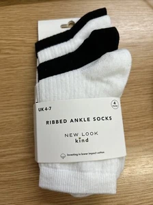 (TTT)new look ribbed ankle socks 4 pack - Picture 1 of 1