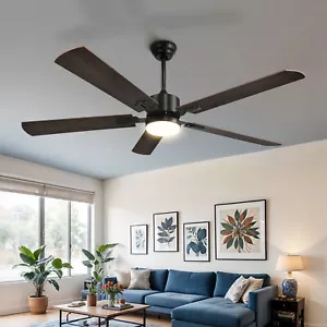 60" Modern Ceiling Fan App Remote 5 Blades Reversible 6 Speed DC Motor w/ Light - Picture 1 of 11