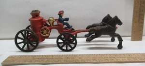 TWO HORSE FIRE WAGON - FIREMAN WAGON - HORSE DRAWN - Two Part - As Is - Picture 1 of 9