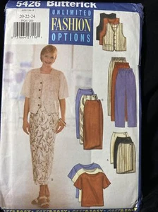 Butterick Sewing Pattern 5426 Pants Skirt Top Vest Size 20 to 24 EASY Uncut - Picture 1 of 7