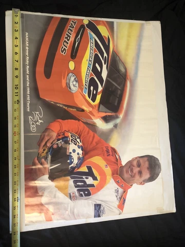 VTG NASCAR Ricky Rudd Tide Taurus Poster on Cardboard. 28”x22” Cover