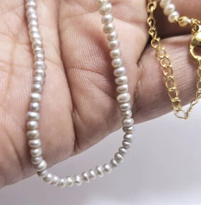 Genuine Pearl Necklace Real 2.8mm - 3mm 18 Inches Gray - Picture 1 of 7