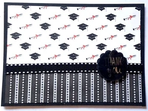 GRADUATION Greeting Card - THANK YOU Hats - Handmade with Envelope - Picture 1 of 1