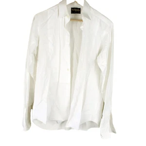 Vintage White Tuxedo Shirt Van Heusen French Cuffs Mens Size Large 42cm - Picture 1 of 8