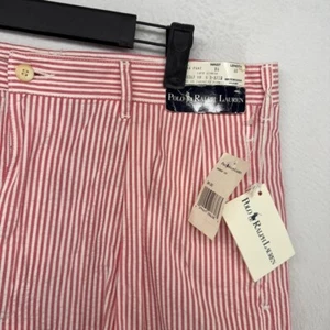 Vintage Ralph Lauren pants Men's 36x30 Khaki Seer Sucker Preppy boating 90s NEW - Picture 1 of 10
