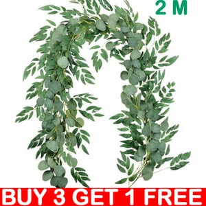 200CM Artificial Eucalyptus Garland Hanging Flower Rattan Wedding Home Decors - Picture 1 of 12