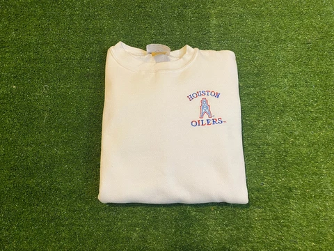 Vintage Artex NFL Houston Oilers embroidered crewneck white large 1990's retro Cover
