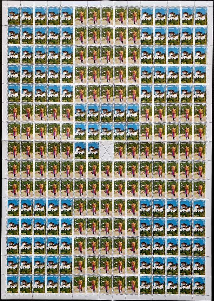Bhutan Architecture MNH - 224 Stamps 112 Sets Full Sheet SC $2240,- - Image 1 of 4