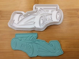 Cartoon F1 Formula Racing Car Kids Birthday Cookie Stamp Fondant Embosser - Picture 1 of 2