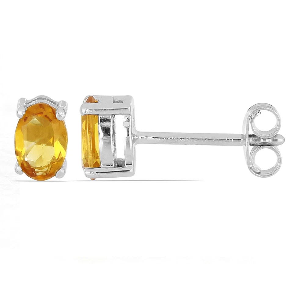 Raro 0,94 Carati Madeira Quarzo Citrino Orecchini 925 Argento Di Madeira Alto - Immagine 1 di 4