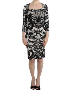 Cavalli Black Printed Sheath Women's Dress Authentic - Picture 1 of 6