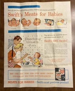 1940er-50er Jahre Swift's Fleisch für Babys Werbeplakat 16x20 Babynahrung P4s - Bild 1 von 24
