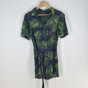 New look womens shirt dress mini size 14 navy blue tree floral viscose 095713 - Picture 1 of 9
