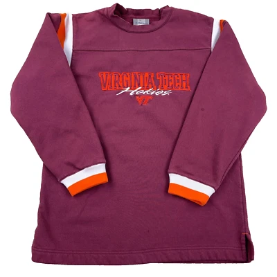 Virginia Tech Hokies Sweatshirt Men Medium Maroon Crewneck Sweater Embroidered * - Image 1 of 4