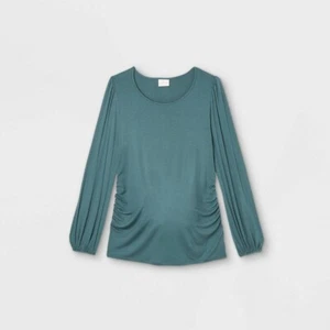 Umstands Langarm Blouson tailliert Strick Top - Isabel Maternity Ingrid grün XL - Bild 1 von 1