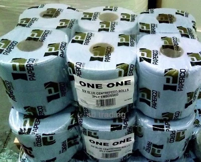 ONEONE 12 Rotoli Blu 2 Strati Centroalimentazione Rotolo di Tessuto Cucina Pulizia Asciugamano Carta