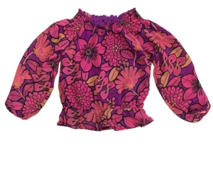 Health Tex Girls Top Floral Print  Lined Peasant 3/4 Sleeve Keyhole Size 6/7 - Picture 1 of 9