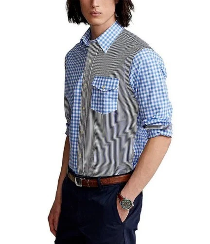 Polo Ralph Lauren Calce Clásico Elastizado Popelina Manga Larga Tejido Divertido Camisa Talla M Foto 1 de 3