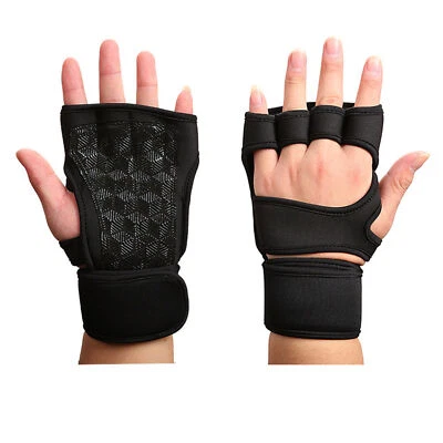 Fitness Ventilated Weight Lifting Workout Gloves Built-in Wrist Wraps Men Women - Imagem 1 de 4