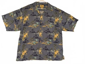 Jamaika Jaxx Seide Hawaiihemd blau Blumen Island Print Knopfleiste Herren XL - Bild 1 von 7