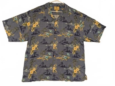 Camisa Hawaiana Jamaica Jaxx Seda Azul Floral Estampado Isla Botón Delantero Para Hombres XL Foto 1 de 4