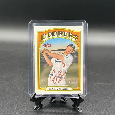 2021 Topps Heritage Corey Seager Real Ones Red Ink On Card Auto 46/72 ROA-CS - Image 1 of 2