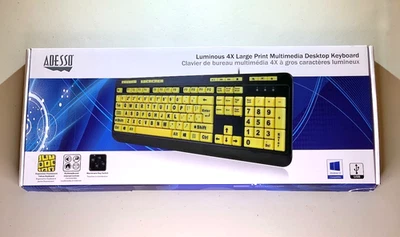 Adesso EasyTouch 132 Luminous 4X Large Print Multimedia Desktop Keyboard - Image 1 of 4