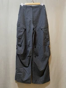 NWOT ZARA Women Zip Front Contrast Hi-Rise Stretch Wool Cargo Pants Size XS Gray - Picture 1 of 16