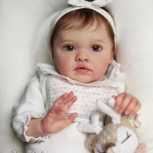 Artist Painted 24" Reborn Baby Doll Toddler Girl Short Hair Cloth Body Kids Gift - Picture 1 of 2