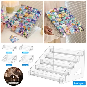 Espositore alzatina acrilico 3-7 livelli ripiano trasparente carte collezionabili organizer trucco - Foto 1 di 11
