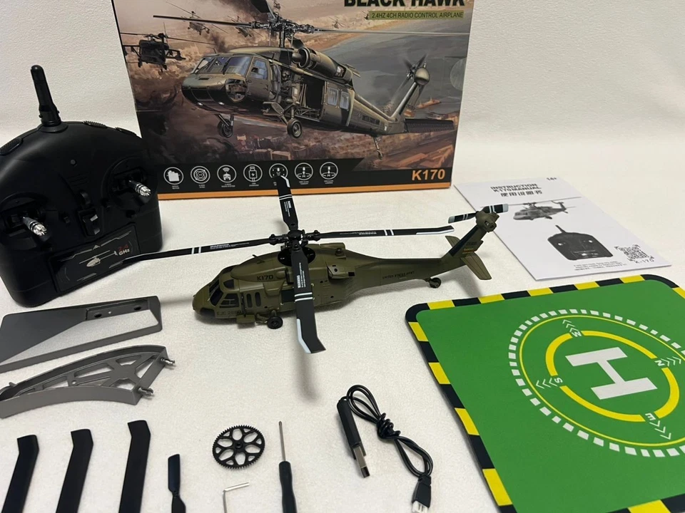 WLtoys K170 Black Hawk UH-60L RC Helicopter 4CH 2.4GHz Brushless Motor 6-Axis Gy - Image 1 of 4