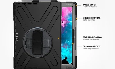 For Microsoft Surface Pro 7 6 5 4 Tough Rugged Hand strap & Stand Case - Image 1 of 4