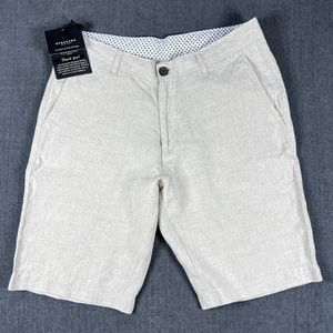 %100 Leinen Shorts Herren 32 Raw Natural Tan Burgoyne Irland Baird Co Indien NEU - Bild 1 von 21