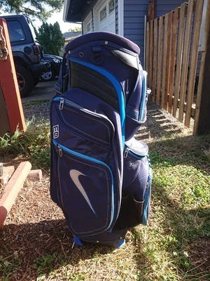 Vintage Nike BLUE E9 14-Way Stand Alone Golf Bag Shoulder Strap USA 12 Pockets!  - Image 1 of 4