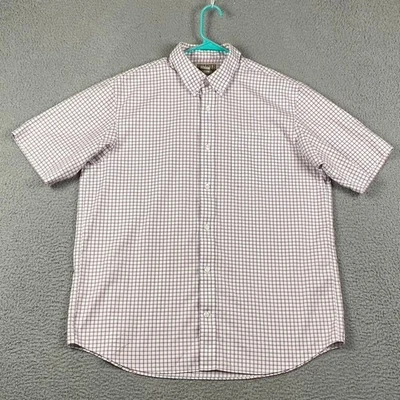 Duluth Trading Co Button Down Short Sleeve Shirt Men's Large Blue Red Plaid - Image 1 of 4